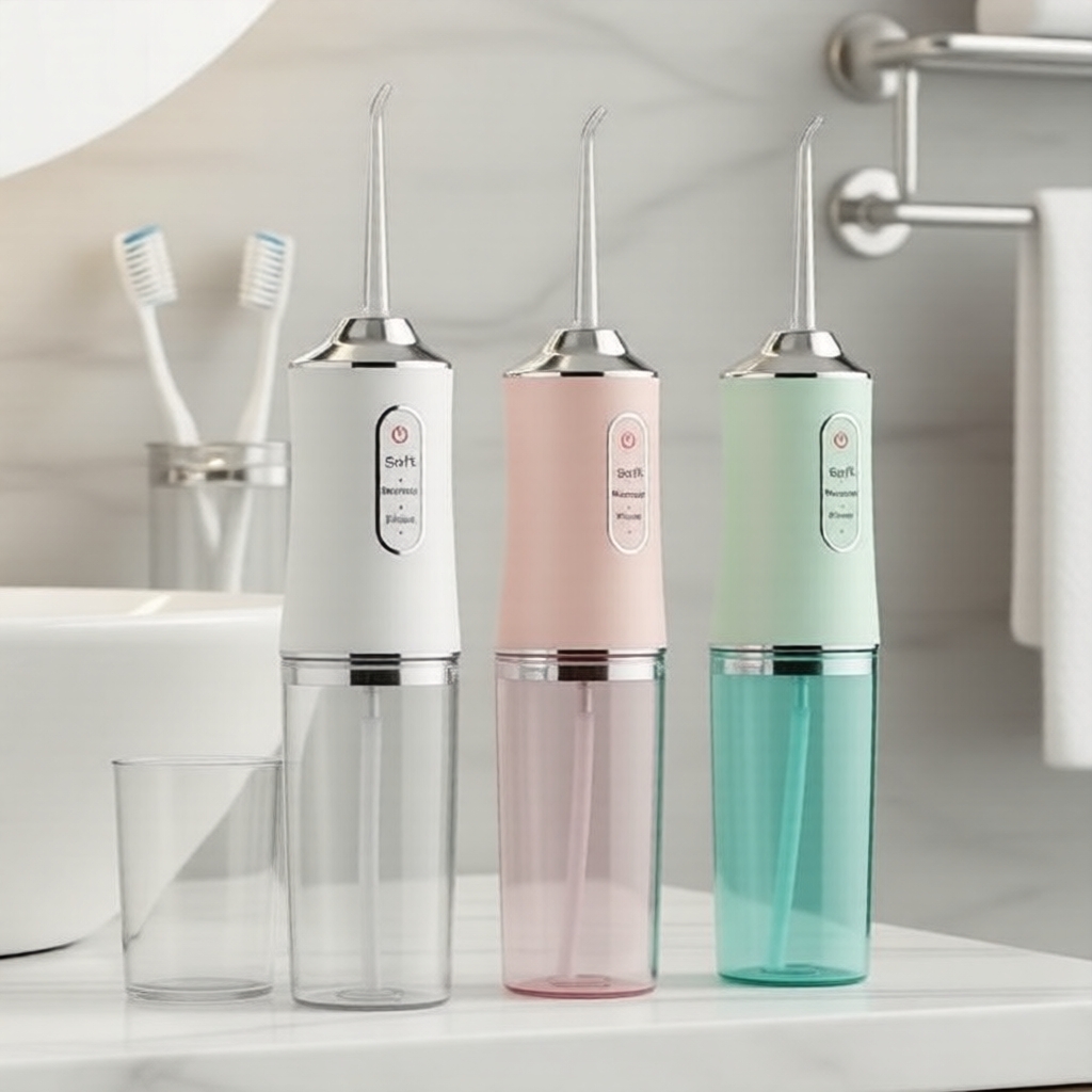 Irrigador Oral Portátil Recarregável por USB 220ml, 3 Modos & 4 Pontas para Limpeza Profunda dos Dentes