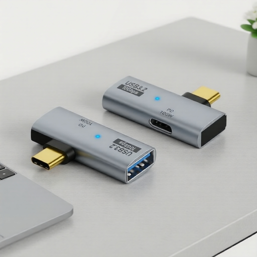 Divisor USB 3.2 OTG VGA para Type-C 2 em 1, Carregador rápido 100W PD para telefone/tablet/MacBook, disco rígido, fone
