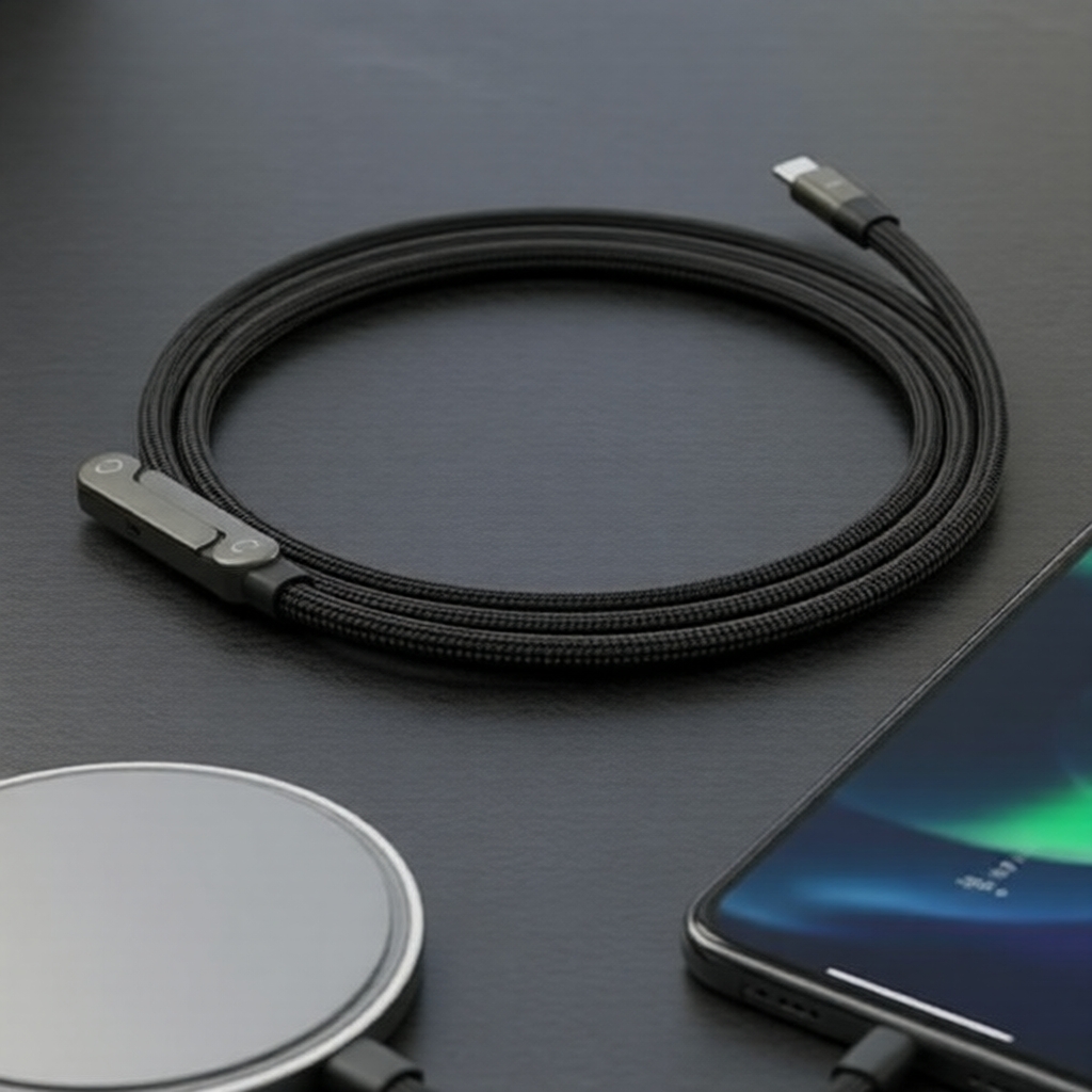 Cabo 240W 2 em 1 USB C para USB C: Carregamento rápido, Suporte dobrável, Suporte de mesa, Fio de dados e carregamento