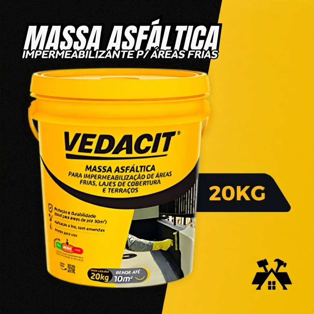 Massa Asfáltica p/ Impermeabilização 20Kg Vedacit | Cimento, Laje, Banheiros, Calhas