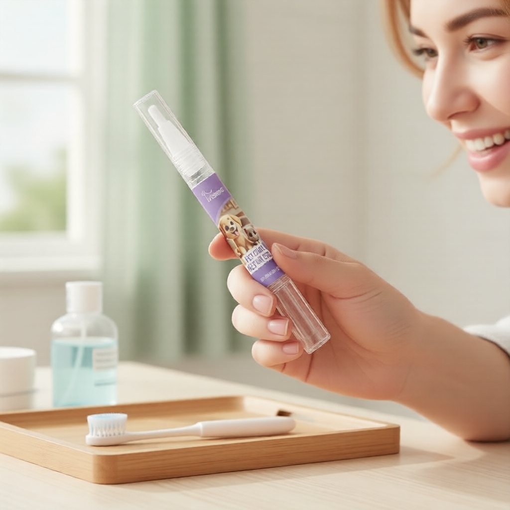  Gel e Escova Antisséptica de Hálito para Pets – Pasta de Dente Natural para Cães e Gatos, Saúde Bucal