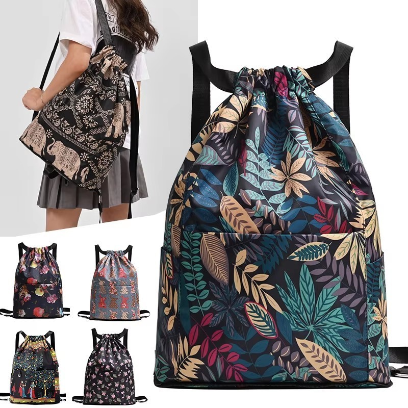 Mochila Esportiva Dobrável Com Cordão , Grande Capacidade , Separação Seca E Molhada , Leve Para Viagem Ao Ar Livre Mulh