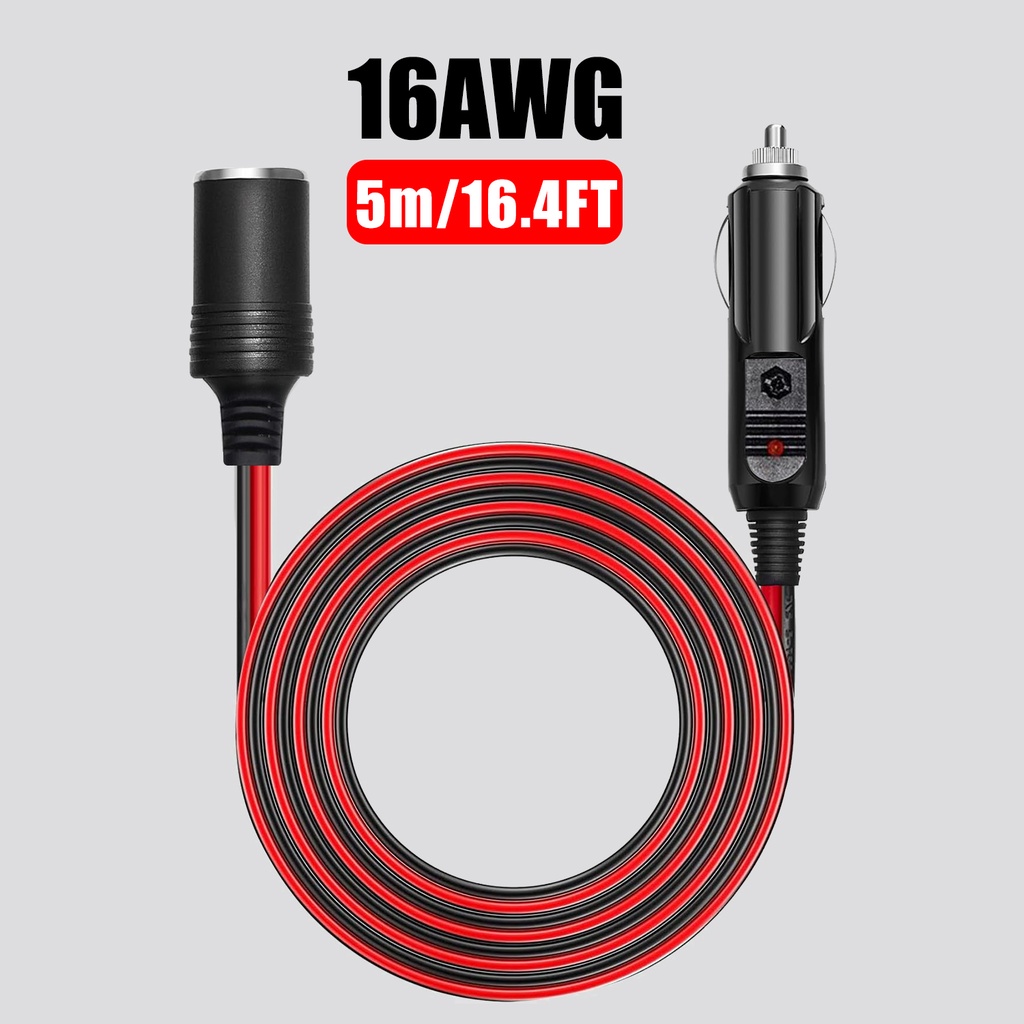 Cabo De Extensão Do Carro Automóvel Dos Carregadores De USB Com Plugue Macho Fusível Para O Fio Fêmea 16AWG Da Tomada