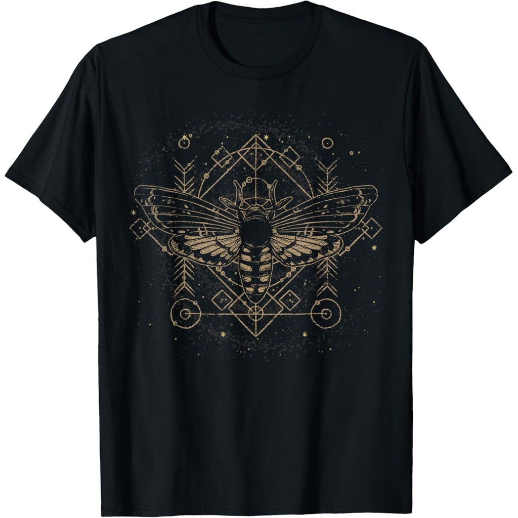 Nova Moda Traça Pagão Geometria Sagrada Magia Escura Gótico Oculto Camiseta