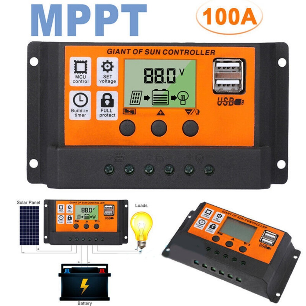 Halo ❤️ MPPT Para PWM Controlador De Carga Solar Painel Regulador De Bateria Porta USB Dupla