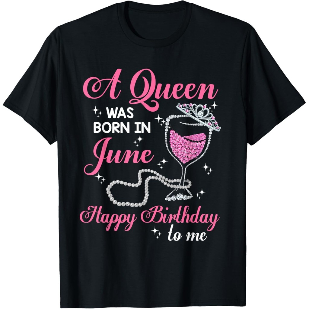 Uma Rainha Nasceu Em Junho Presente Feliz Aniversário-Camiseta Vinho Pérola