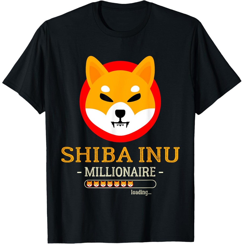 Camiseta De Algodão Masculina Shiba Inu Milionário Carregamento Engraçado Criptomoeda De Alta Qualidade Curto