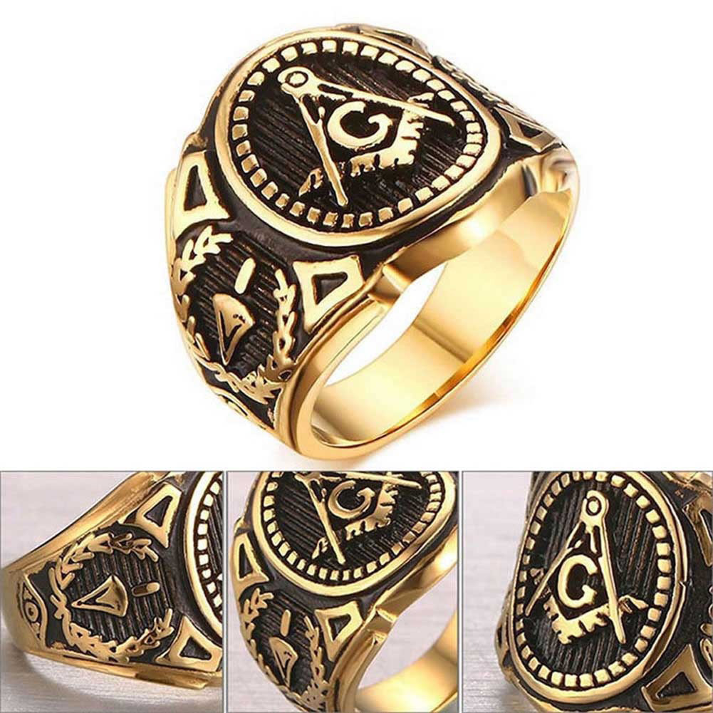 ELLASTORE Vintage Liga Punk Maçon Sinal Anel Maçônico Masculino Personalidade Joias Presente