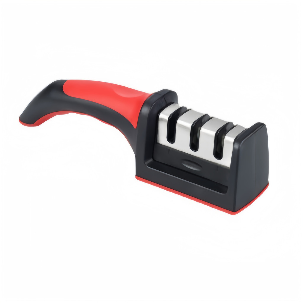 Novo Apontador De Faca De Três Segmentos Com Revestimento Vermelho E Preto-Promoção De Afiação Rápida Precisa