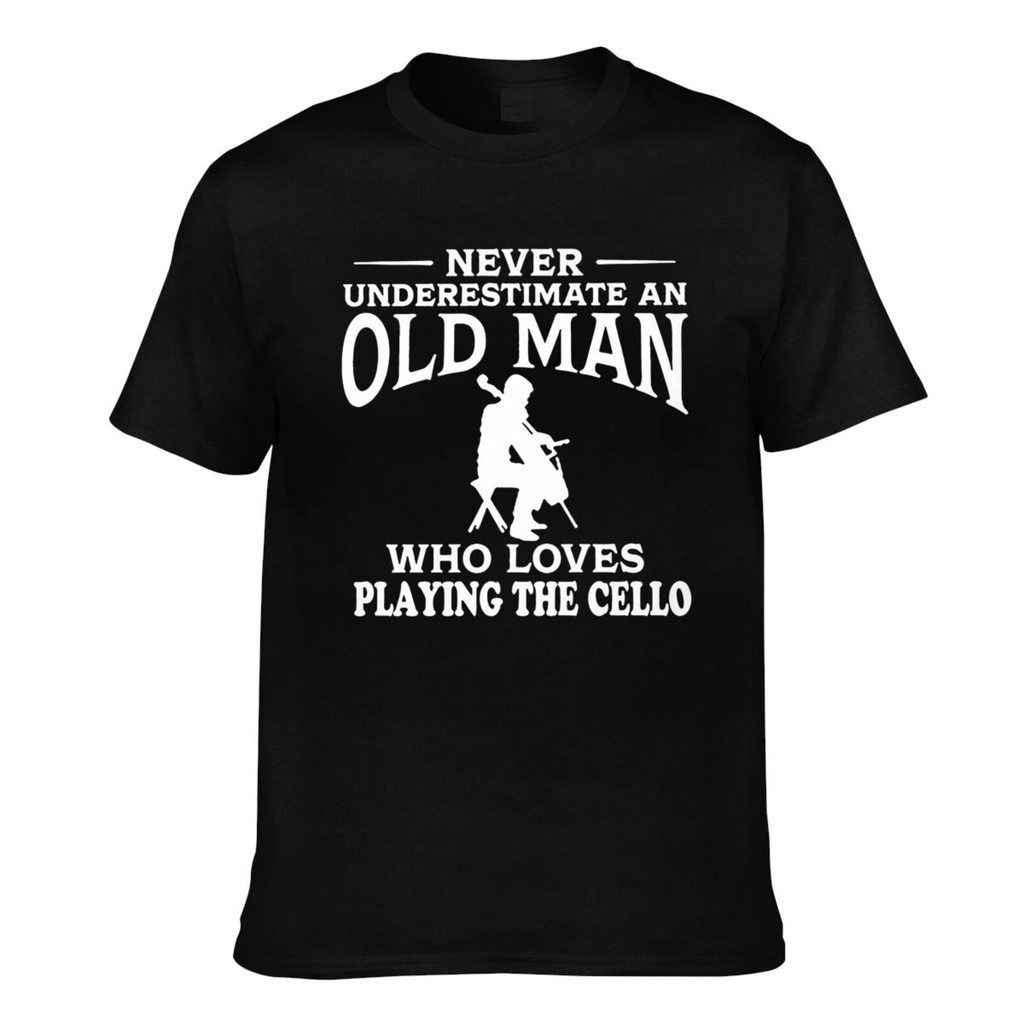Algodão Premium Nunca Subestime Um Velho Adora Música De Violoncelo Camiseta De Boa Qualidade Para Homens