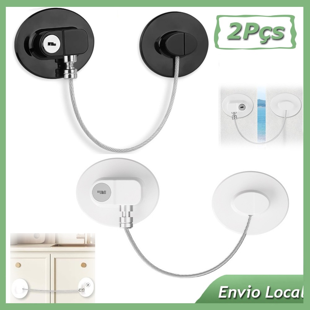 2 Trava Tranca De Segurança Chave Para Porta Gaveta Freezer Janela Porta Armario Geladeira Guarda Roupa Redonda