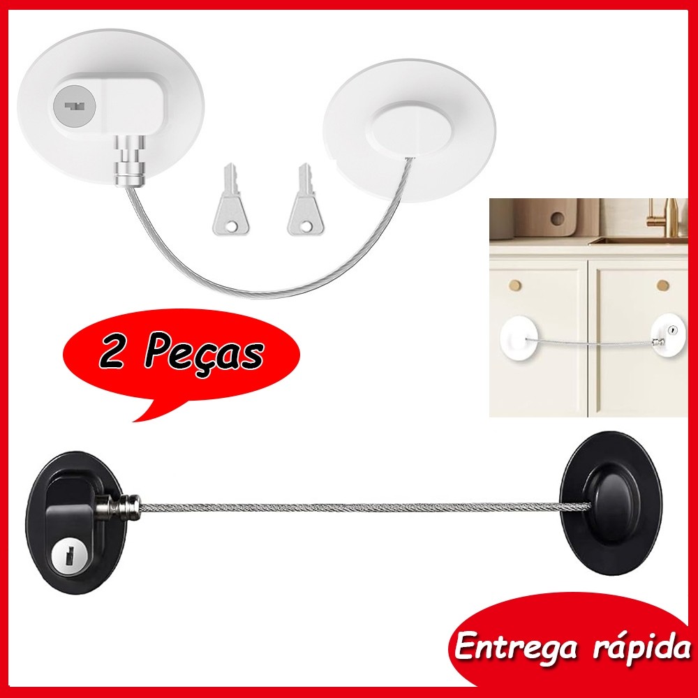 2 Redonda de Trava De Segurança Para Geladeira Porta Gaveta Armário Proteção Tranca Com Chave Crianças Bebê