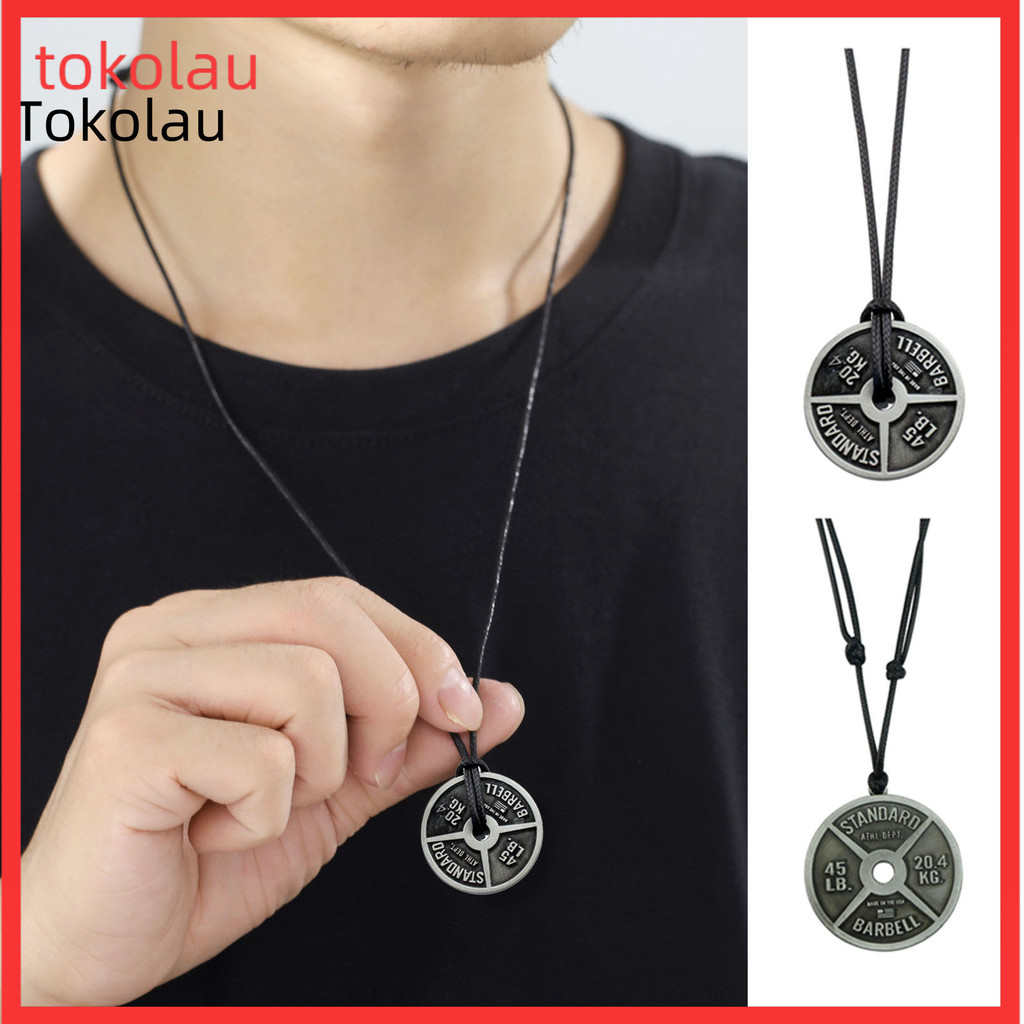 Colar Masculino Pingente Fitness Vintage Estilo Individual Joias De Levantamento De Peso De Haltere Chave
