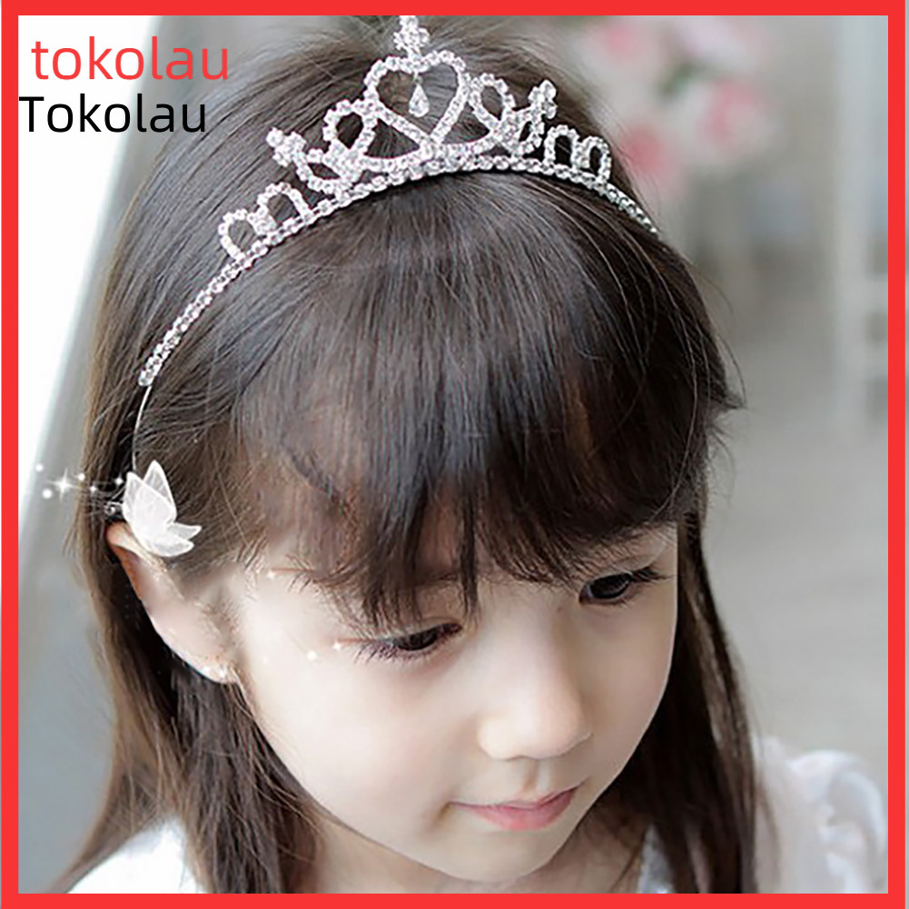 Tiara Infantil Elegante Coração Strass Embutido Nupcial Princesa Coroa