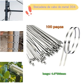 Abraçadeiras de aço inoxidável 100 tiras, 4.6x500mm, antiferrugem, tubos mecânicos, tubos de escape de carro