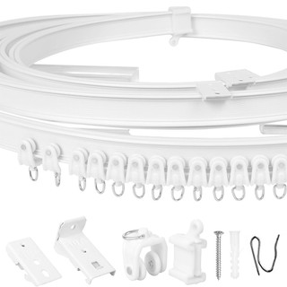Cortina dobrável flexível de 5m, parede de teto curvada de PVC branco, estilo rebite de dupla utilização, cortina plissa