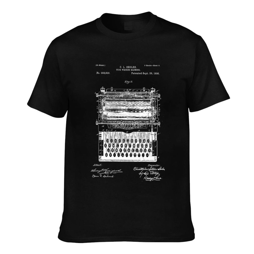 Camiseta Casual Masculina Tipo Escritor Máquina De Escrever Patente Boa Impressa Presente Para Pai
