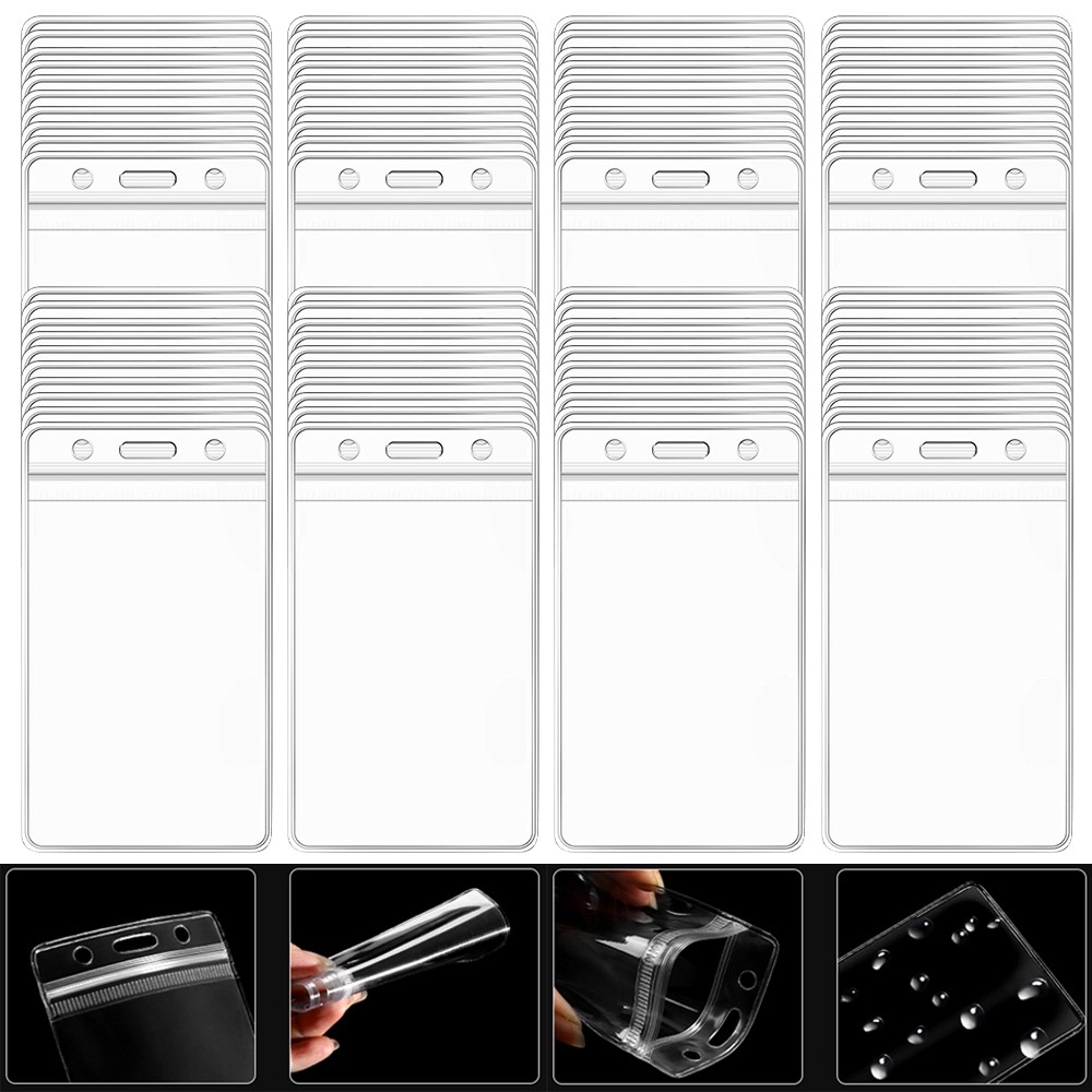 Porta-cartões transparente Vertical Universal para escritório, Material de PVC, 100 peças, capa protetora de marca de fu