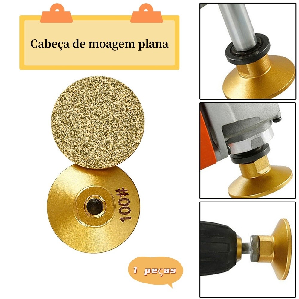 M10 - 100# Grit Brazed Flat Grinding Head Rebolo de brasagem para polimento de juntas de mesa, M10