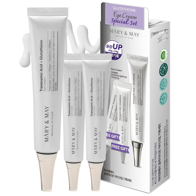 Conjunto Especial De Creme Para Os Olhos Com Glutationa Mary & May (30g + 12g x2)/Antienvelhecimento , Nutritivo , Hidratante , Cosméticos Coreanos , Kbeauty