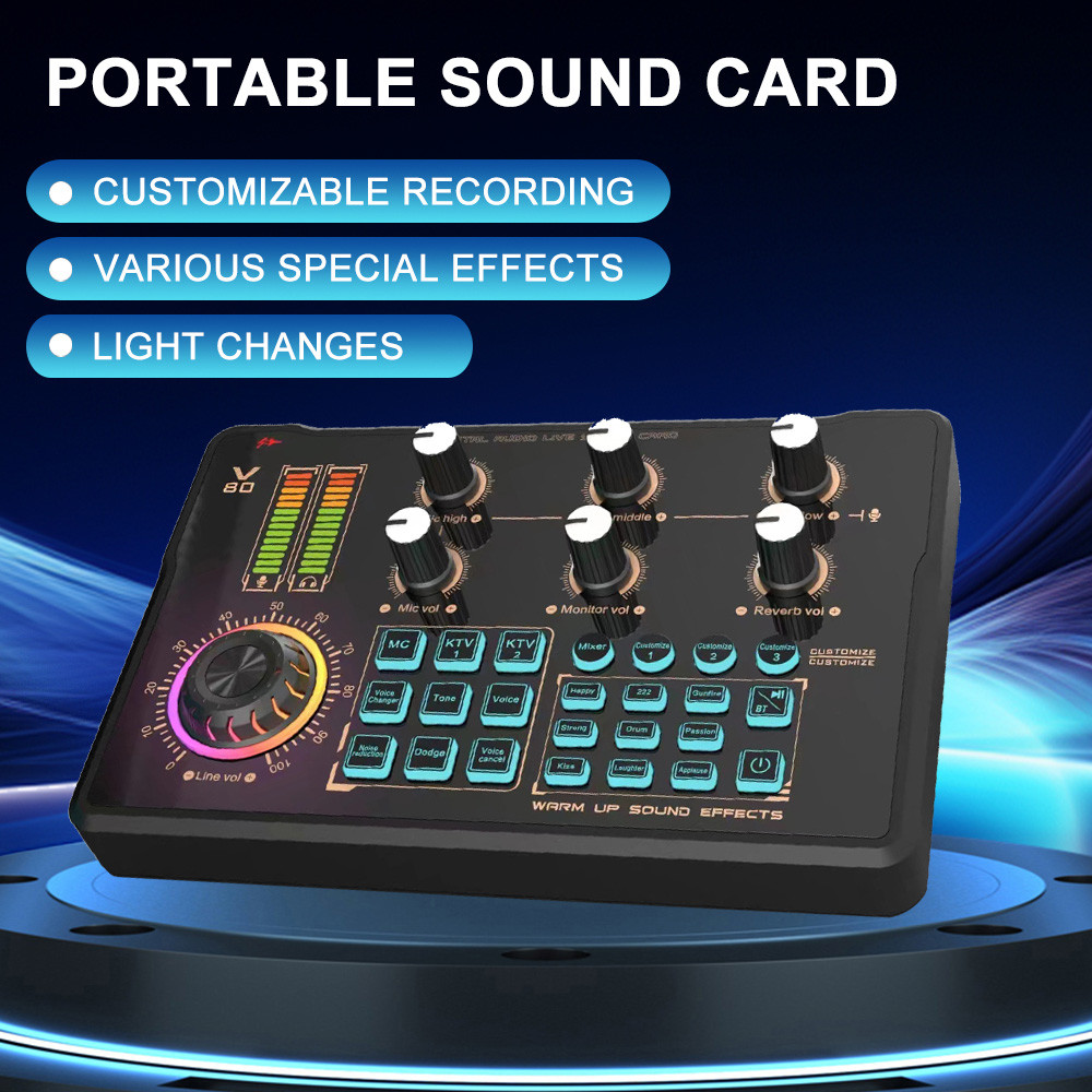 Placa De Som Ao Vivo Gravação De Áudio Mixer Profissional Com Efeitos De DJ E Trocador De Voz BT Interface Sem Fio Rech 