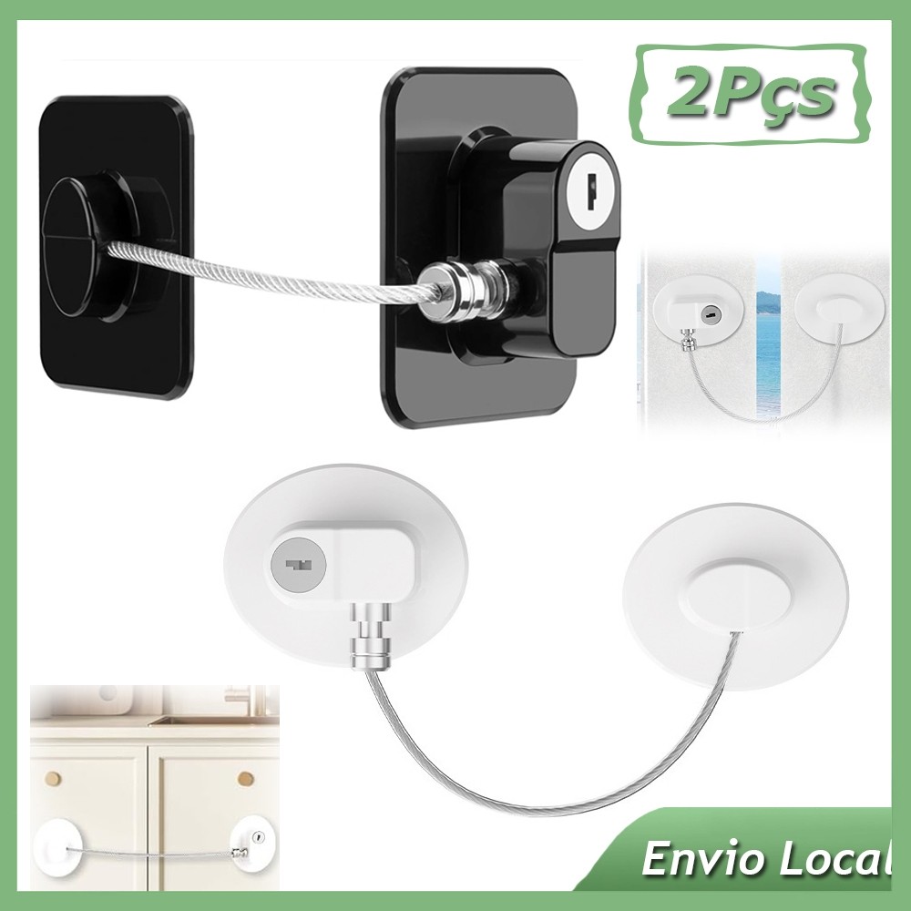 2 Trava Tranca De Segurança Chave Para Porta Gaveta Crianças Freezer Janela Porta Armario Geladeira Guarda Roupa