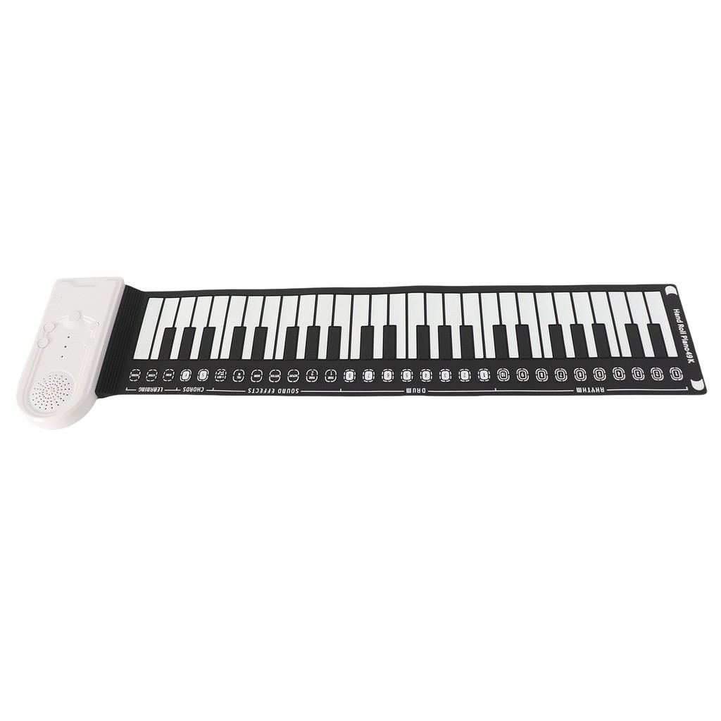 wohobr Teclado Eletrônico Portátil De 49 Teclas Piano Rolante Manual Para Crianças Iniciantes (Branco)