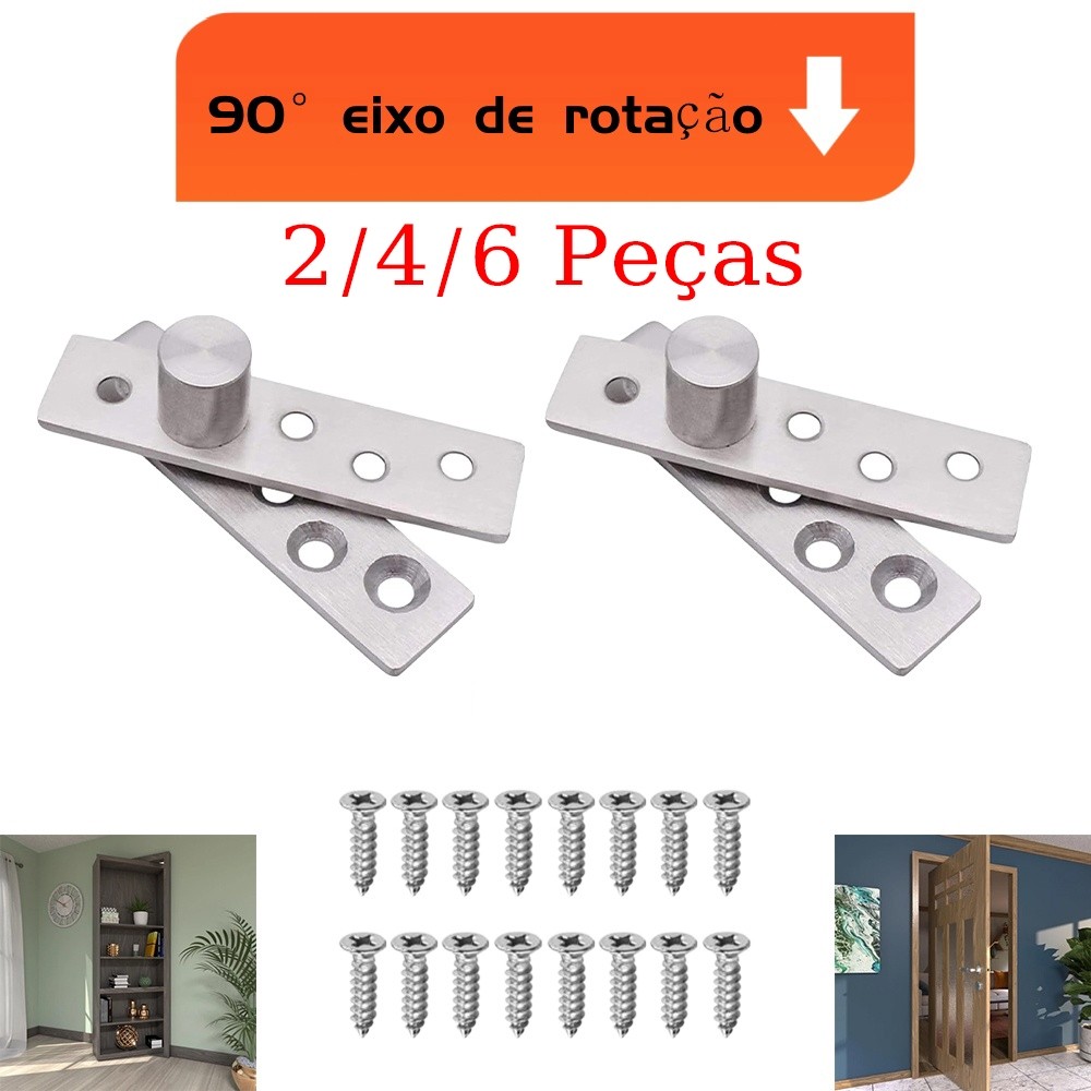 Conjunto de 2/4/6 peças, dobradiça de porta invisível pesada, 90°Dobradiça invisível giratória, com parafusos