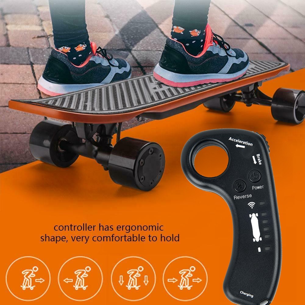 [HOT] Skate Elétrico De Quatro Rodas Longboard Com Controle Remoto Indicador De Energia