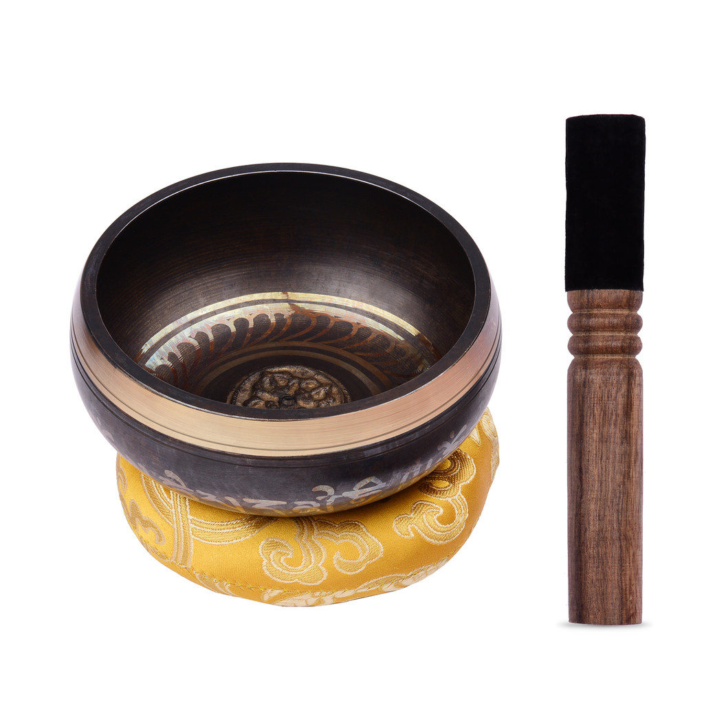 Conjunto De Tigela De Canto Tibetana dolebr Com Som De Metal Artesanal De 11.5 Cm/4.5 Polegadas E Almofada Macia Atacant
