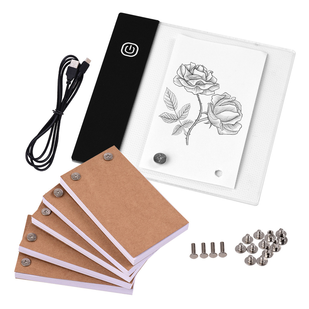 tomobetter Flip Book Kit Com Mini Almofada De Luz LED Lightbox Tablet Design Buraco 300 Folhas Flipbook Parafusos De Lig