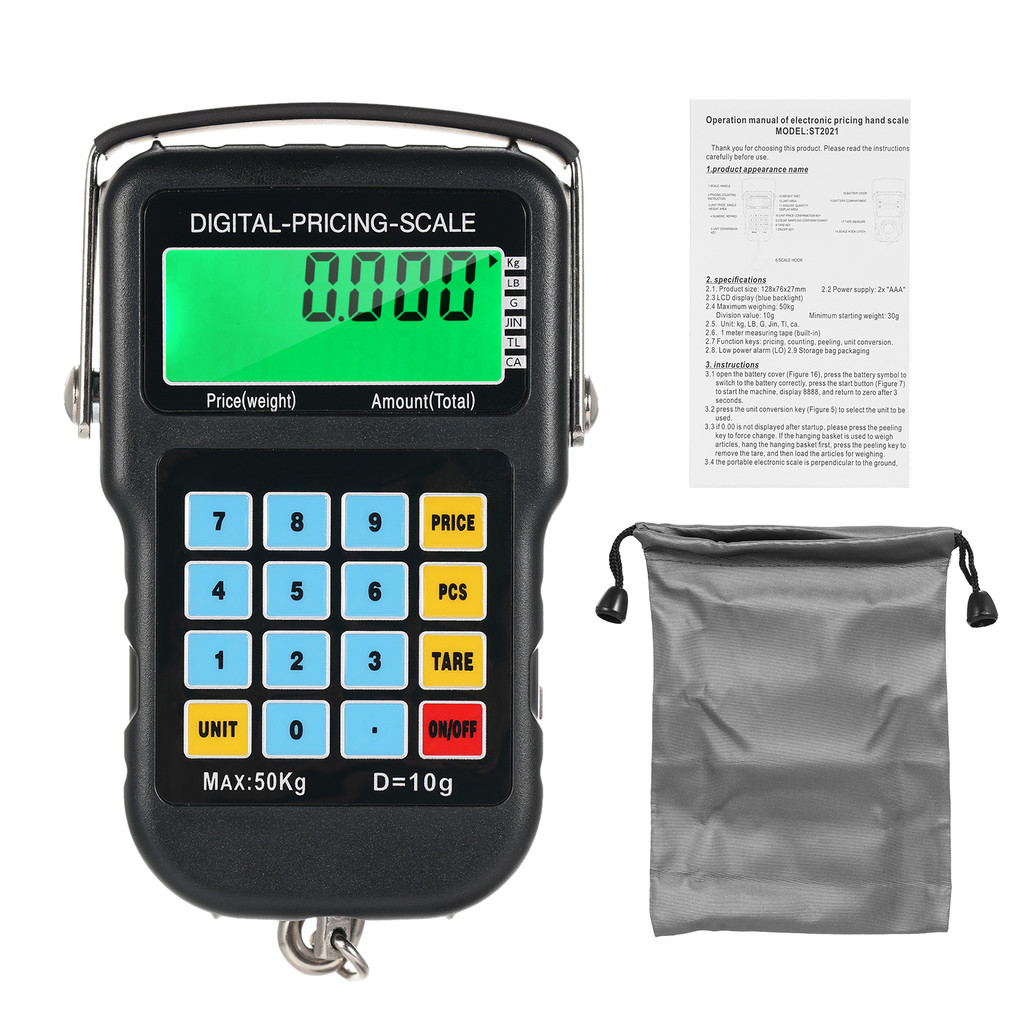 Warobr 110lb/50kg Balanças De Peixe Retroiluminadas LCD Eletrônica Portátil Gancho Balança De Pesca Digital Pendurada Co