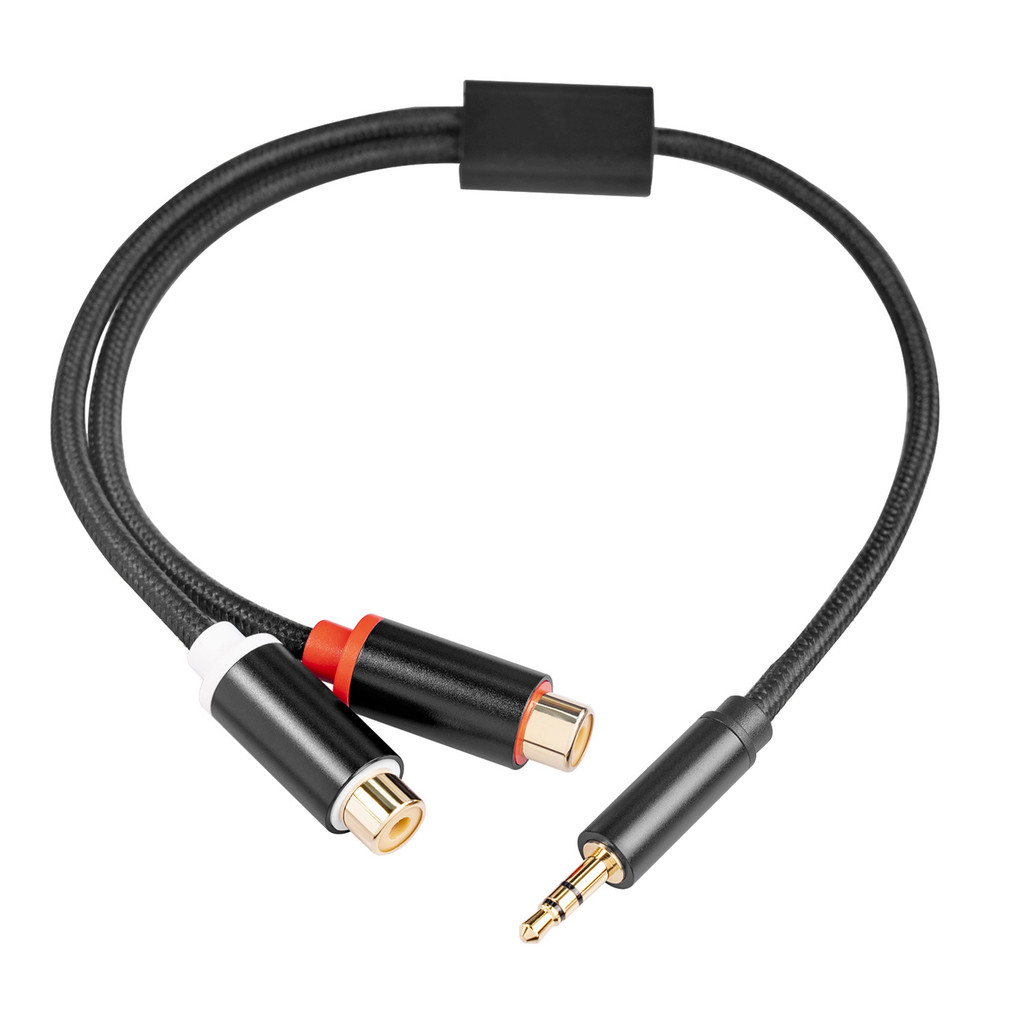 [YQYB] Cabo Macho Para Duplo RCA Fêmea De 3.5 Mm 1/8 De Polegada Áudio Estéreo Banhado A Ouro 1 Pé Celular PC TV DVD MP3