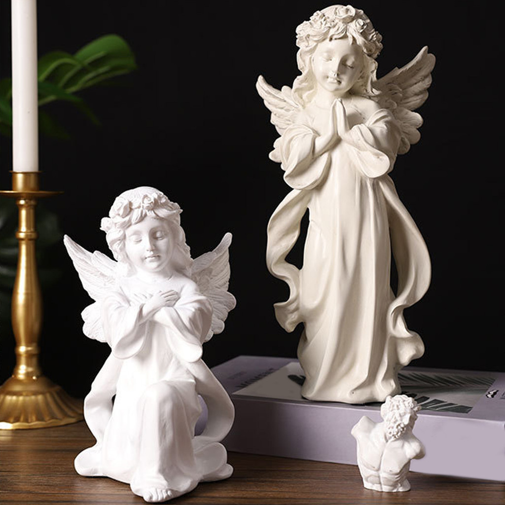 [SKI] Estátua De Anjo Da Guarda Em Resina , Estatueta Pequeno , Lembrança , Simpatia De Cura , Presente Para Prateleira