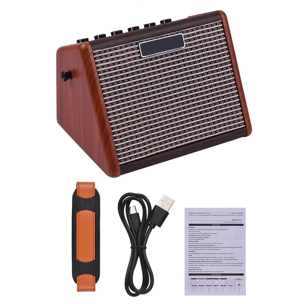 [YXYB] AROMA AG-15A 15W Amplificador De Guitarra Acústica Portátil Amp BT Alto-Falante Bateria Recarregável Embutida Com