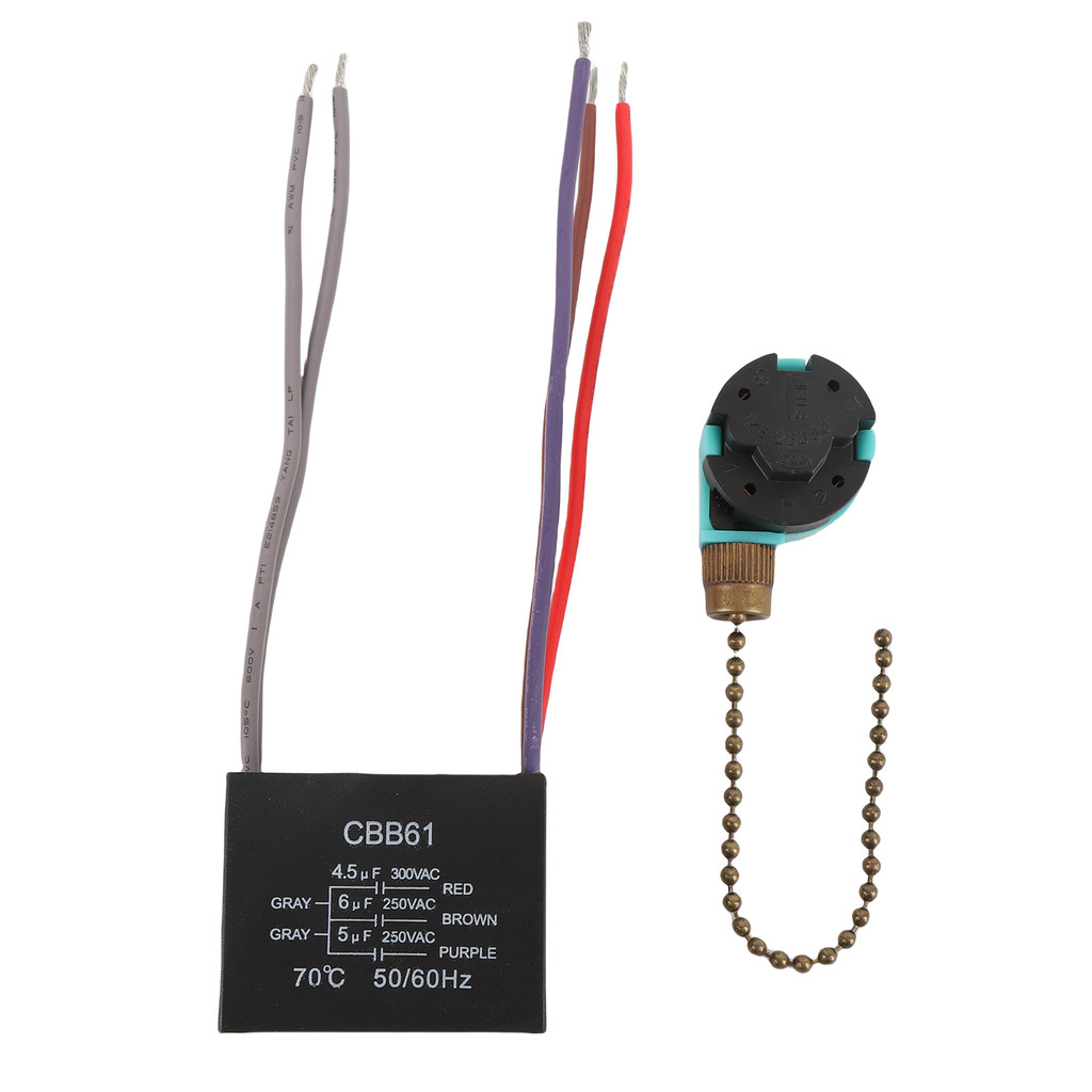 Interruptor De Corrente De Tração De Ventilador De Teto De 3 Velocidades E 4 Fios 4.5uf 6uf 5uf 5 CBB61 Capacitor Para C