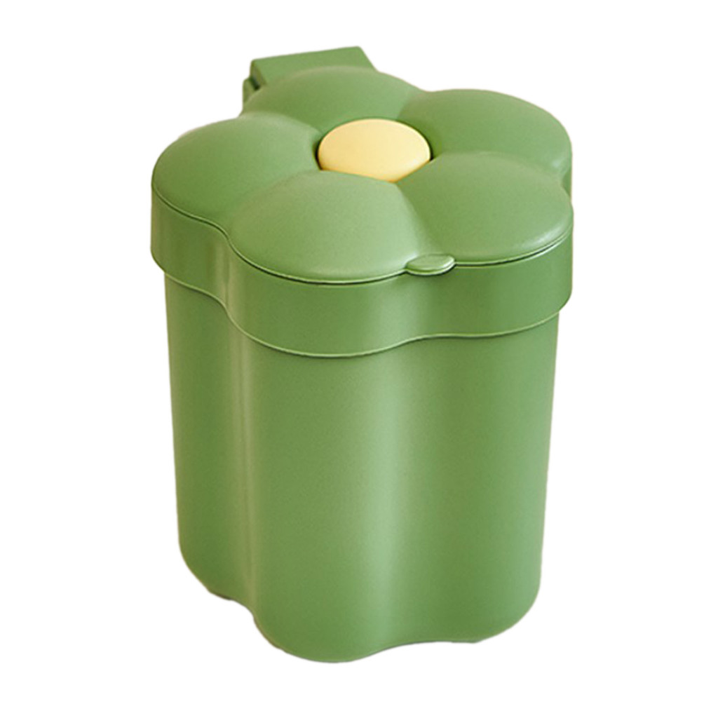Lixeira De Mesa De Plástico Fofa Em Forma De Flor Capa Multifuncional Bancada Lixo Mini Cesta De