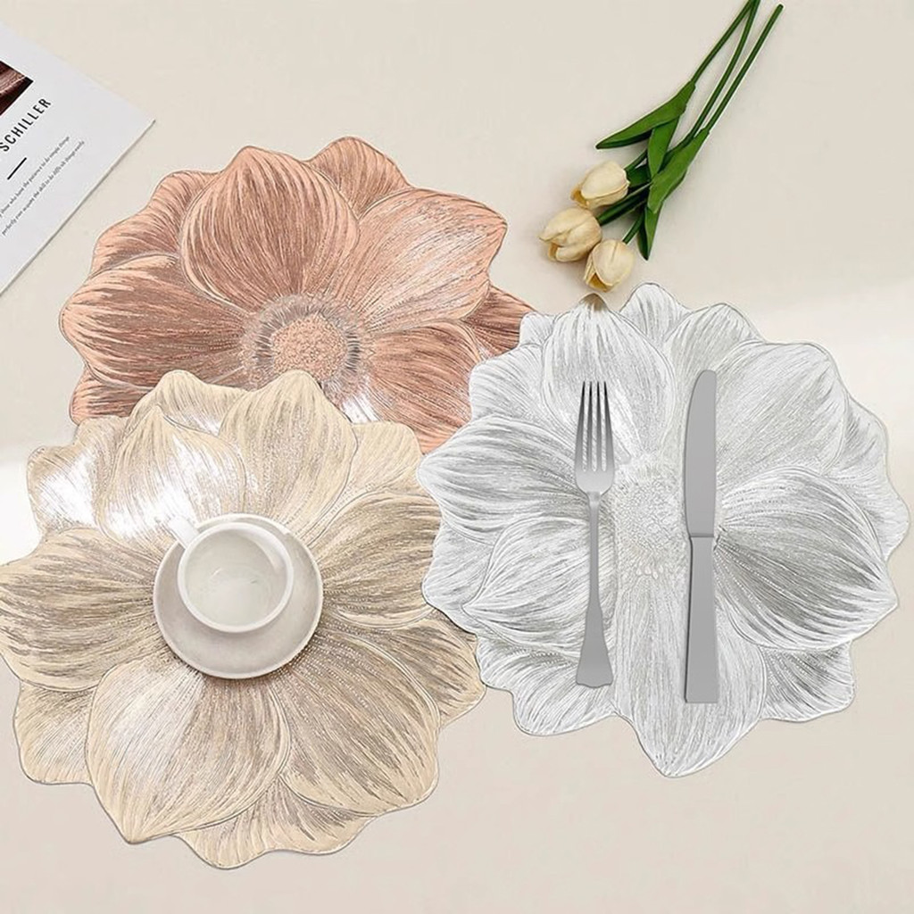 Linencotton Lotus Flower Shape Placemats Reutilizáveis Tapetes Isolantes Ao Calor Protetores De Mesa À Prova De Manchas
