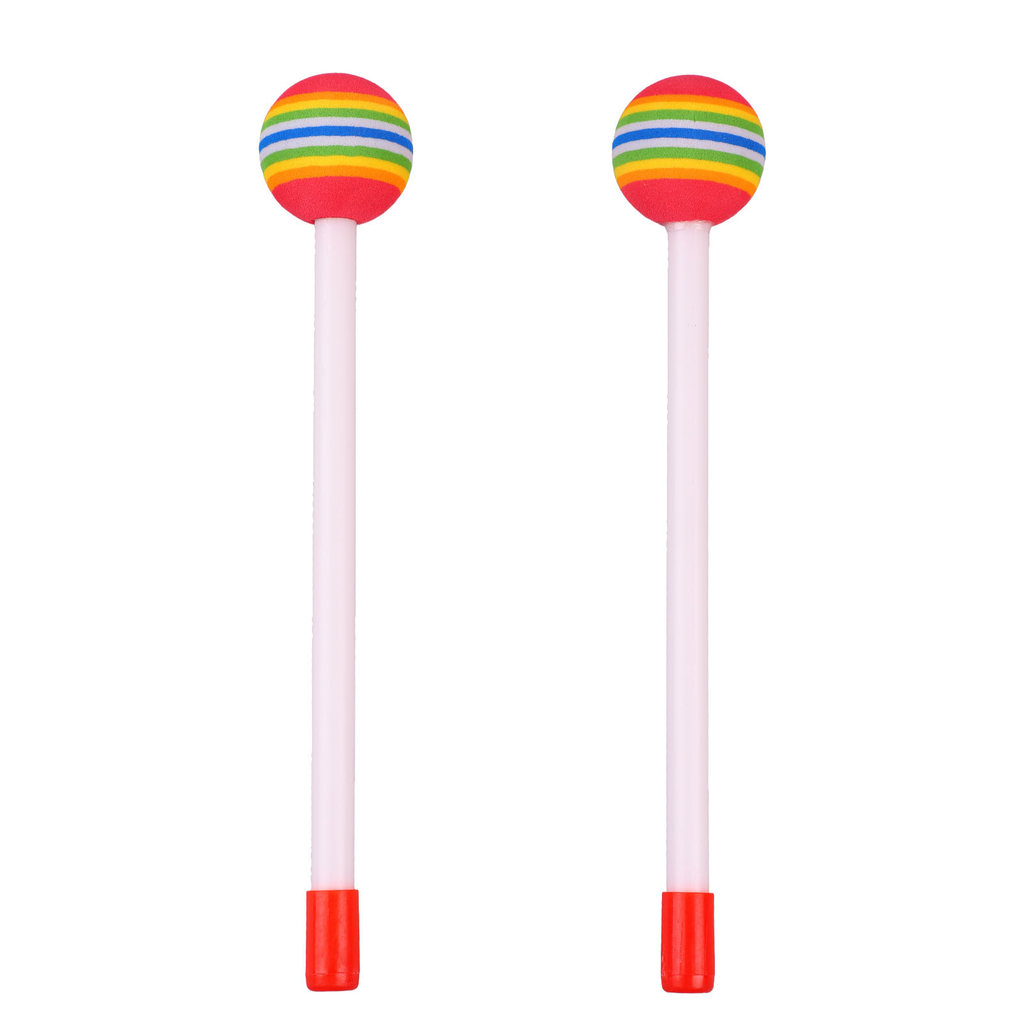 [Novo 5.18] 2 Peças Baquetas Redondas De Feltro EVA Orff Mão Percussão Batida Brinquedo Cor Arco-Íris