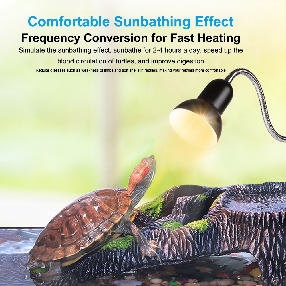 tomobetter Réptil Lâmpada De Calor Suporte De Luz Rotativo Com Braçadeira UVA/UVB Aquecimento 25W/50W/75W Para Tartaruga