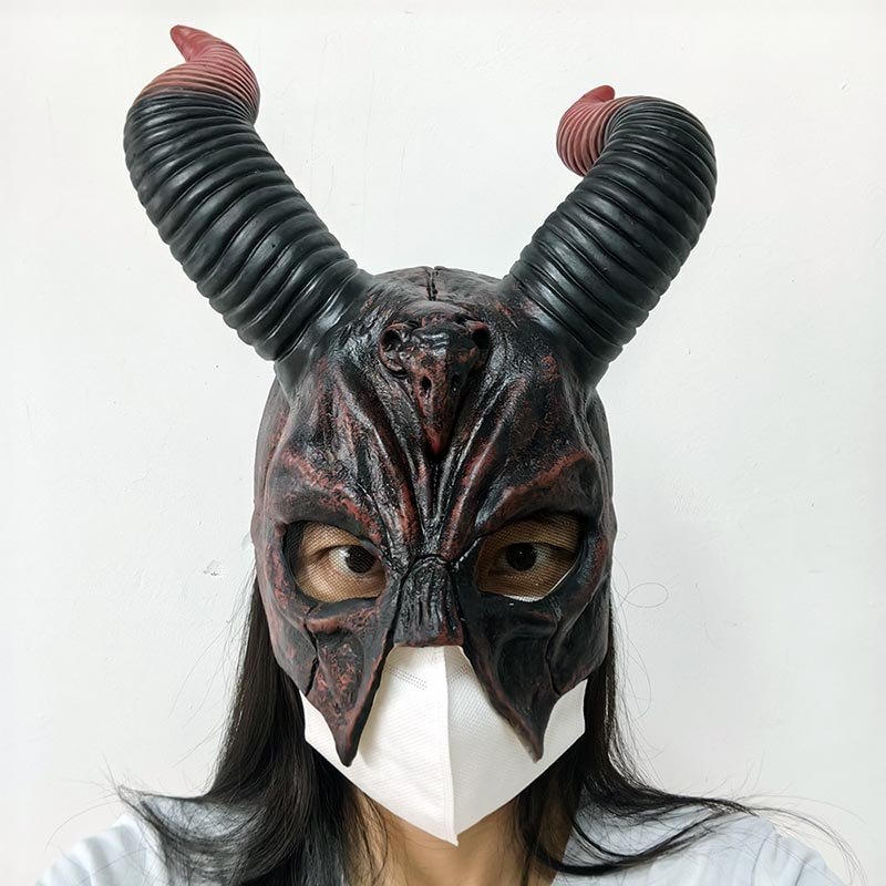 Halloween Demônio Máscara Chifres De Cabra Do Diabo Festa Cosplay Horror Monstro Masquerade Assustador Casa Assombrada A