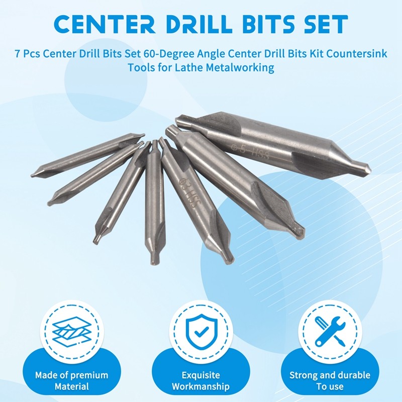 Conjunto De Brocas Centrais , 7 Peças , Ângulo De 60 Graus , Kit Ferramentas De Escareador Para Torno , Metalurgia