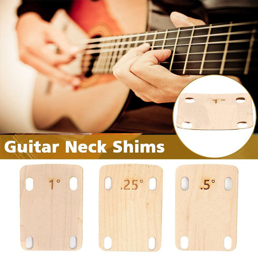 Gb _ 3 Unidades De Calços De Pescoço De Guitarra Placa Madeira Maciça Para Fixação Aparafusado 0.25/0.5/1 Graus Ferramen
