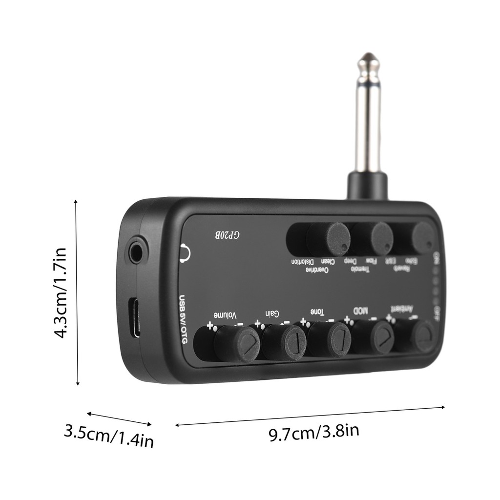 fgstbr Amplificador De Baixo Mini Amp Fone De Ouvido Portátil Plug and Play Para Instrumento Musical Elétrico 3 Simulaçõ