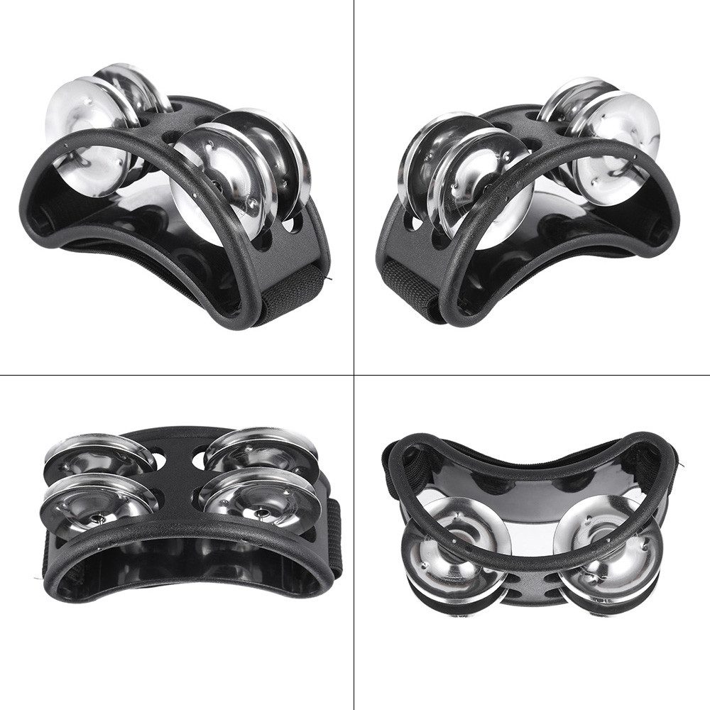 fgstbr 1 Peça Instrumento Musical De Percussão De Pandeiro De Pé Com 2 Conjuntos De Sino De Metal