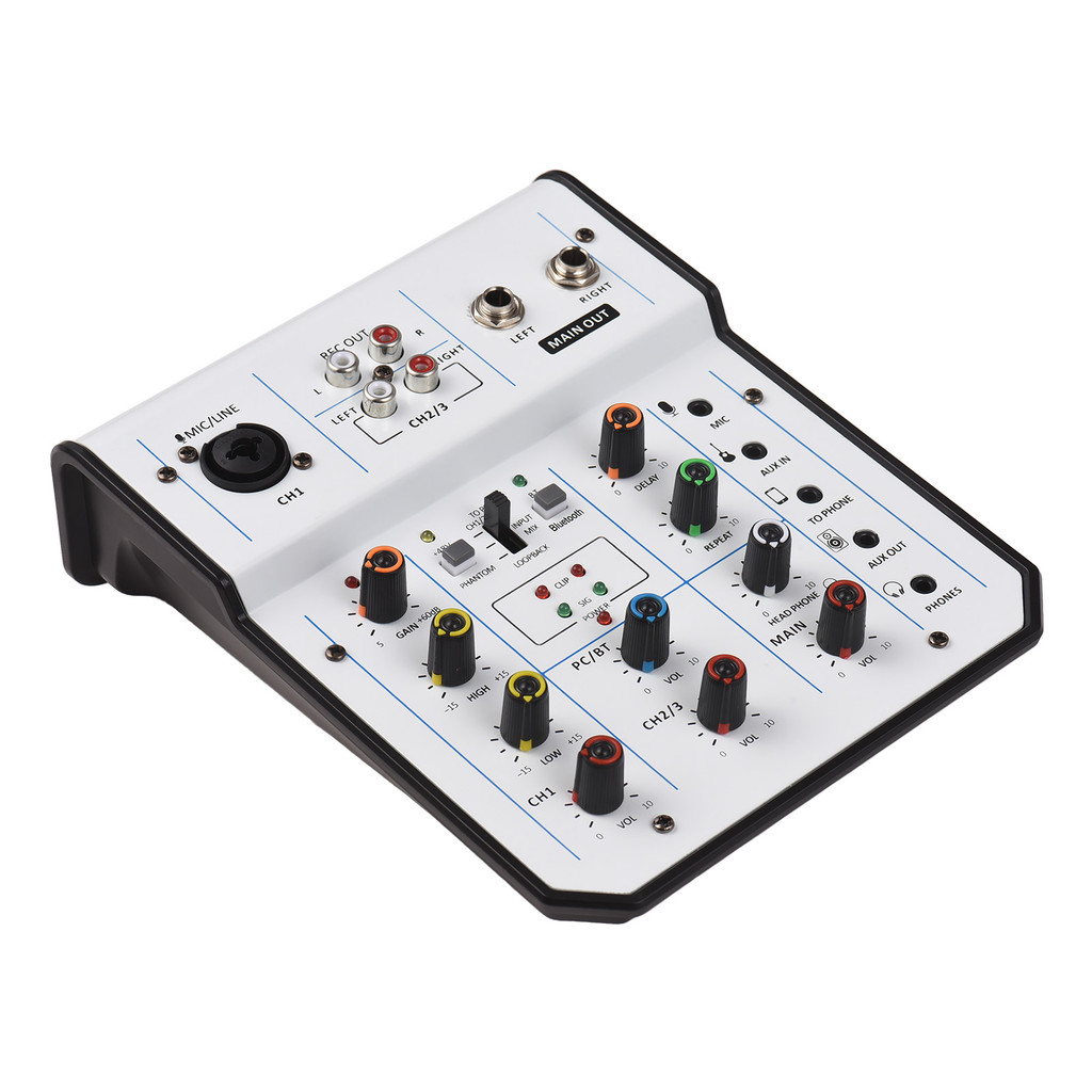 fgstbr Audio Mixer Console De Mixagem De 3 Canais 48V Phantom Power Para Gravação Em Estúdio Doméstico DJ Network Transm