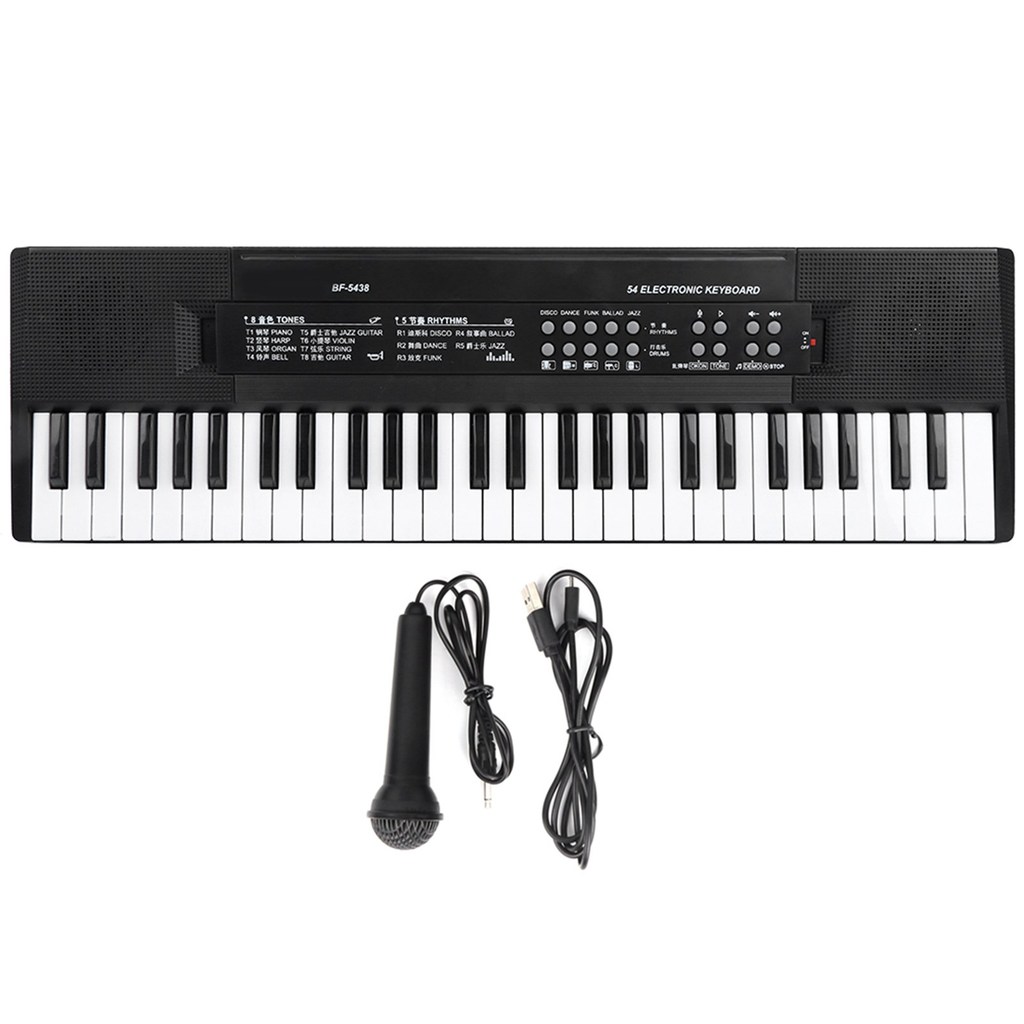 wohobr Microfone De Órgão Eletrônico E Função De Gravação Teclado De Piano De 54 Teclas BF-5438
