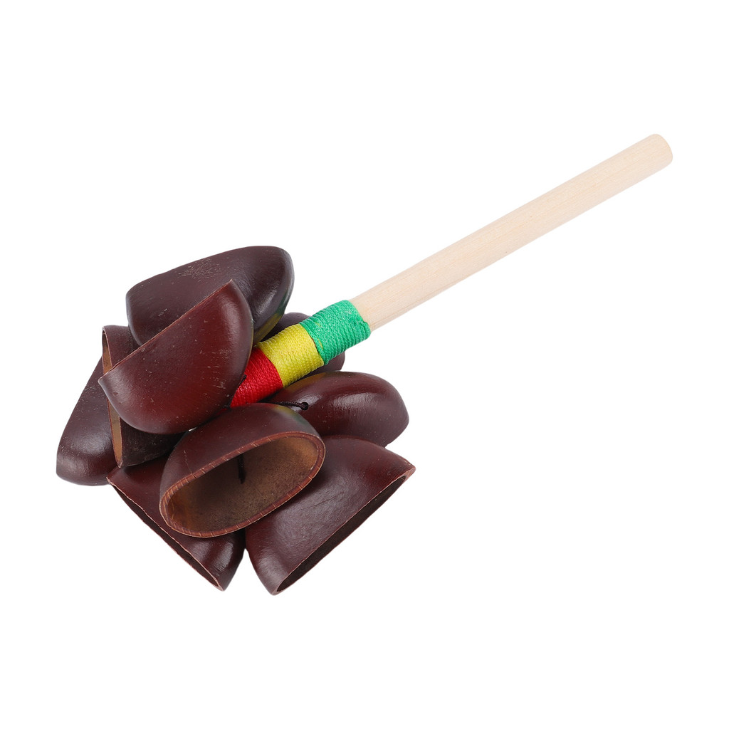 cpnobr Agitador De Casca De Semente Artesanal Maraca Instrumento Musical Noz Com Cabo De Mogno Percussão Natural Para Io
