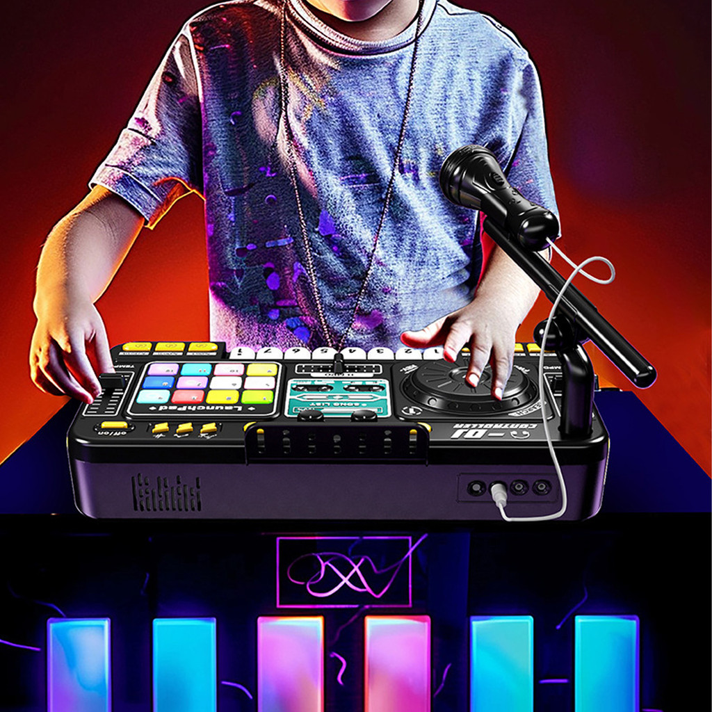 Telbr Controlador De DJ Para Crianças , Reprodutor De Disco , Teclado Eletrônico , Mesa Misturadora BT Com Microfone Aju