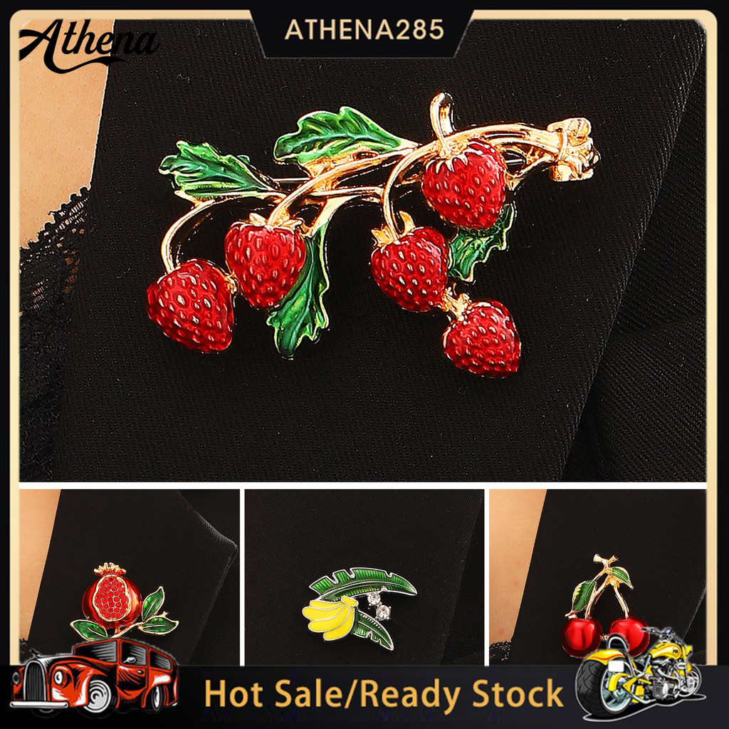 [ATHENA] ☆ Óleo Gotejamento Frutas Broche Liga Cereja Morango Banana Romã Lapela Pino Camisola Cardigan Casaco Terno De